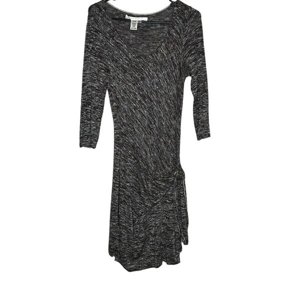 Max Studio Sweater Dress Black Knotted Faux Wrap Thin 3/4 Sleeve Size Small - Picture 1 of 6